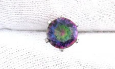 7mm Round Mystic Topaz Gemstone Gem Stone Silver Color Tie Tack EPTT623
