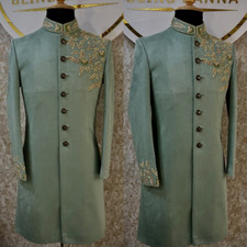 Velvet Men's Suit Mid-Length Gold Sequined Long Jacket Streetshot Menstyle Wear