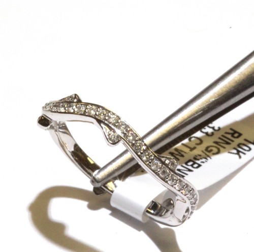 10k white gold .33ct Natural diamond contour curved freeform wedding band ring - Picture 6 of 8