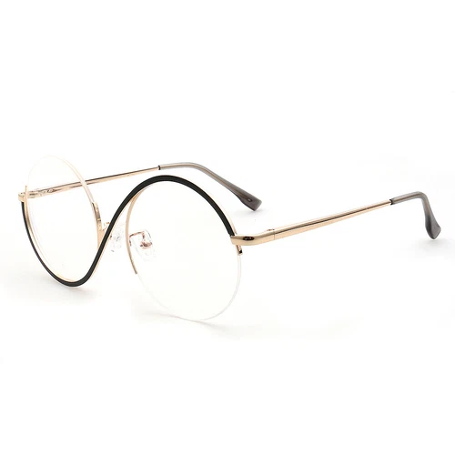 Stilvolle Damen Herren Runde Halbrand Brille Regenbogen Brille Brillengestell Halbrandlos - Bild 13 von 41