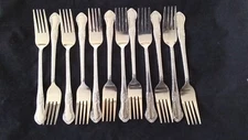 12  8" Dinner FORKS Set of Twelve Stainless Steel 8" long by 1 inch  Wide MED