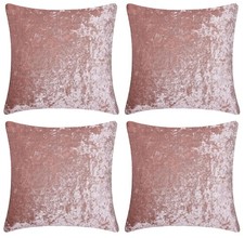 Set of 4 Crushed Velvet Cushion Covers Luxury Piped Edges 18 inch 45 cm Square