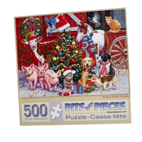Lot 7 Bits And Pieces Animals Buildings Cars Christmas 500 Pcs Puzzles Complete - Picture 6 of 9