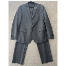 Banana Republic Slim Fit Suit Mens 44R 35x30 Gray Pinstripe 100 Wool Flannel