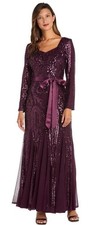 NWT R M Richards Sequin Gown Maxi Dress Burgundy Purple Mother Of Bride Gala 12