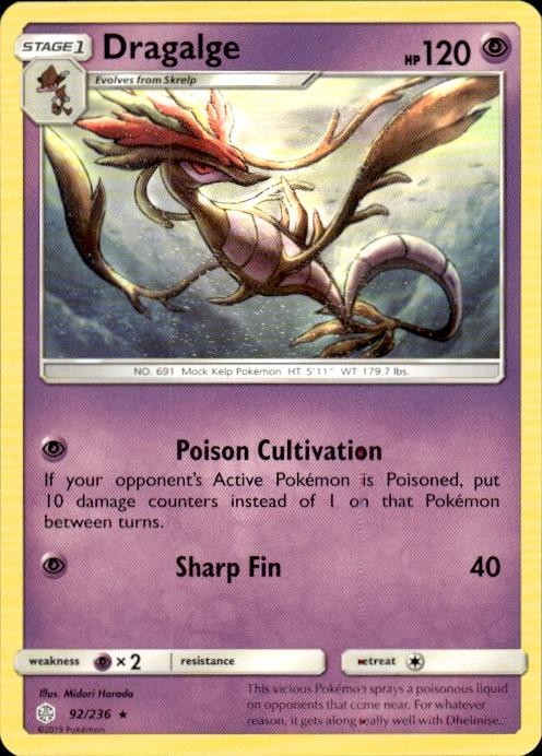 Pokemon Dragalge SM - Cosmic Eclipse 92/236 Light Play LP+ or Better