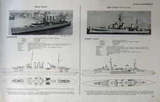 Antique Old Print 1936-54 Battle Ship Vampire Anzac Tobruk Hobart Cruiser 20th