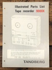 Tandberg Model 9000X Reel to Reel Illustrated Parts List  Original 
