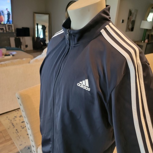 Adidas Track Jacket Uomo Tg L Navy Warm-Up Calcio Giacca a Vento Tasche 3 Righe