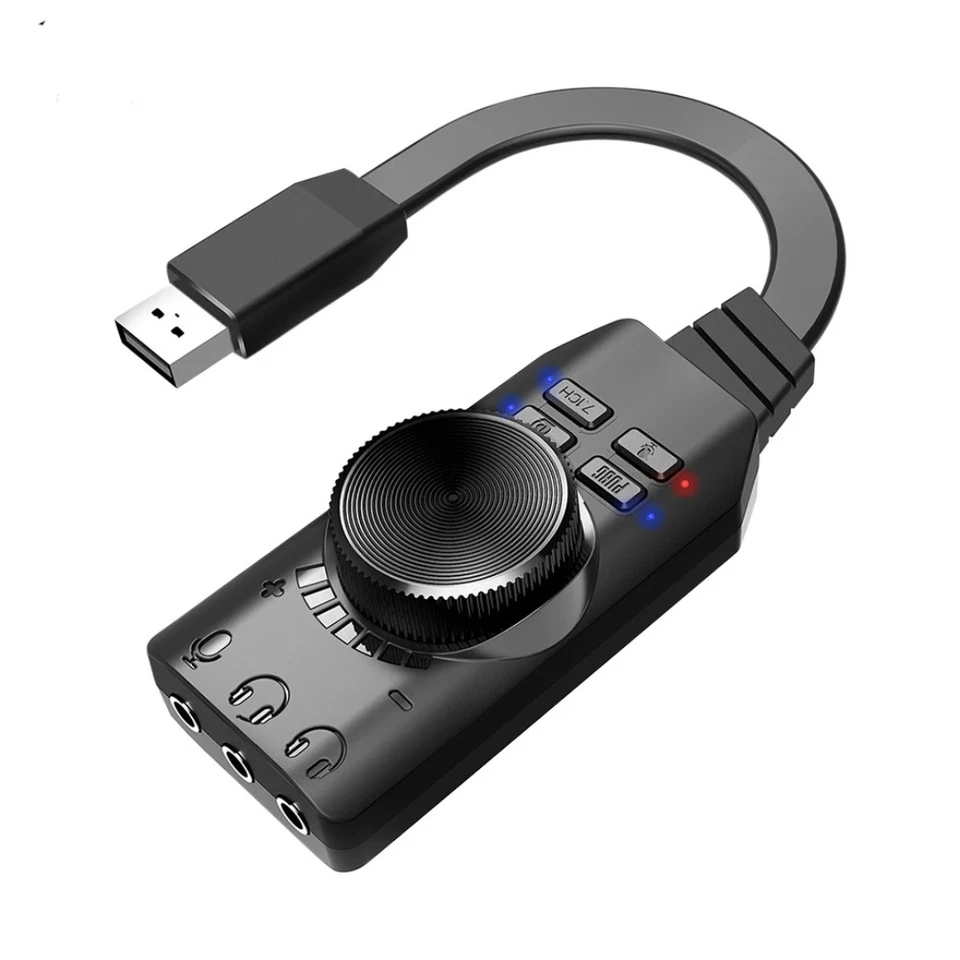 Black USB External Sound Card Virtual 7.1 Channel Adapter Plug For PC Laptop PS5 - Image 2 of 4