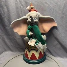 Vtg Telco Motion-Ettes Dumbo Animated Christmas Figurine Scarf & Santa Hat Works
