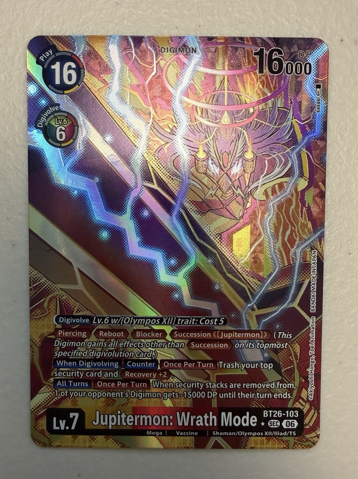 Digimon Jupitermon: Wrath Mode BT26-103 SEC Alt Art SEC Foil EN