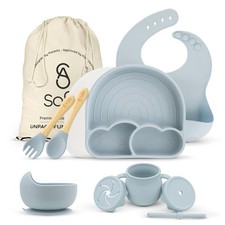 BPA-Free Non-Toxic Silicone Baby Feeding Set Suction Plate, Bowl, Bib Cup...