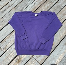 Vintage Blank Crewneck Sweatshirt 90s Pullover Mens Medium Purple Hanes