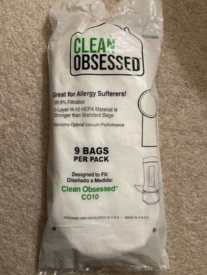 CLEAN OBSESSED BACKPACK CO10 VACUUM BAGS 8 BAGS PACK -FREE SHIPPING