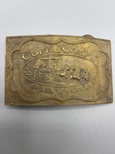 Vtg Cobb Comp'y Stagecoach Heavy Brass Belt Buckle Speed Safety Antique