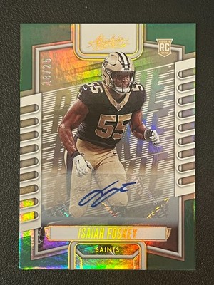 Isaiah Foskey 2023 Absolute Football Rookie Auto Green /25 Saints 