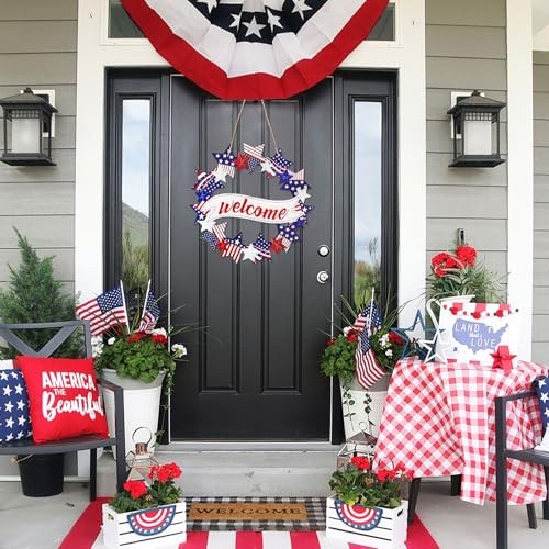 как выглядит 4th of July Door Sign Decor Patriotic Wooden Hanging Sign Independence Day фото