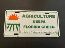VINTAGE BOOSTER AGRICULTURE KEEPS FLORIDA GREEN FRUIT & VEGETABLE LICENSE PLATE