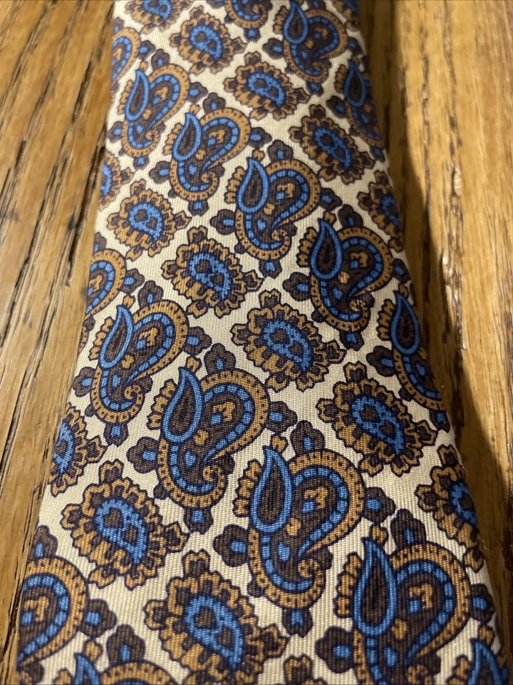 Corbata de seda vintage usada en excelente estado John Weitz por Birmania Paisley Repp EE. UU. Foto 3 de 4