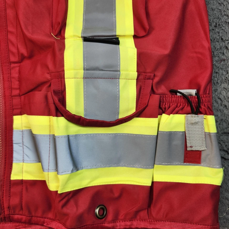 High Visibility Safety Vest Mens XL Red Reflective Surveyor Zip Pockets Work - Image 3 of 4