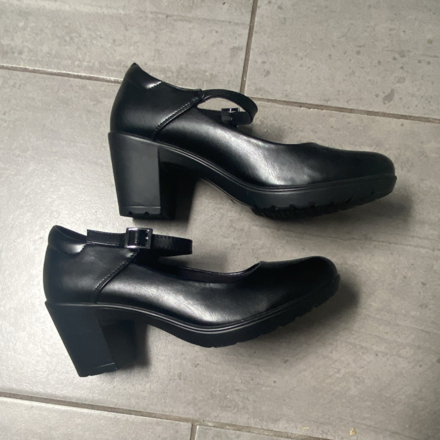 Dream Pairs Black Mary Jane Pumps Block Heel Faux Leather Buckle 6.5 Women