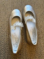 Primigi Girls Gold Leather Christmas Party Shoes Size 35 UK 2 VGC