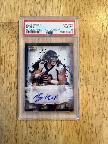 2024 Topps Finest #RFA-BN Bo Nix Autograph PSA 8