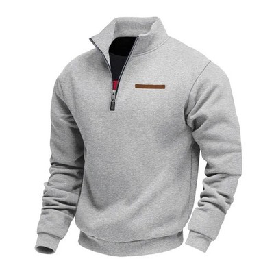 Herren Half Zip Pullover Heavy Fleecepullover Pulli Winter Stehkragen