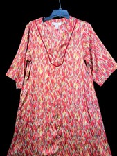 Women's S Oscar De La Renta Pink Label Multicolored Pullover Housecoat Mumu