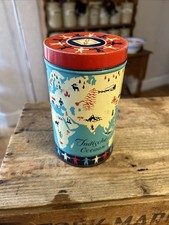 Vintage Dutch Biscuit / Confectionary Tin with Oceans / World Map - Colourful