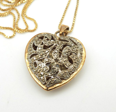 Ross Simons Sterlingsilber Rosegold Vermeil Diamant Herz Anhänger Halskette 