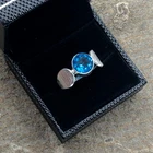 Swiss Blue Topaz Gemstone 925 Sterling Silver Jewelry Designer Ring For Birthday