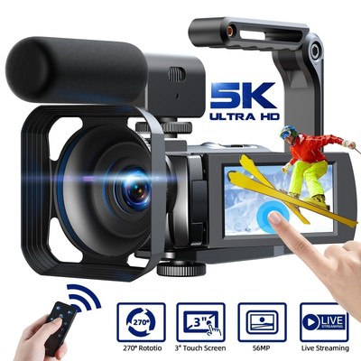 UHD 5K 56MP Video Camera Camcorder 16X Digital Zoom for YouTube Vlogging Cam 3''