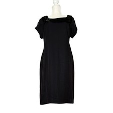 Vintage 90s VIRGO II cocktail sheath dress Short Sleeve Knee black Size 10