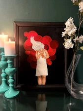 Original Oil Painting, 16x20 inches, Fire, Woman, Rage, White Hair, Abstract.