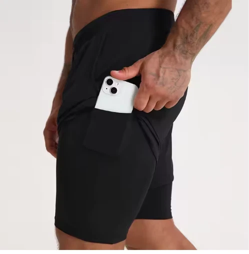 Men's 2 in 1 Gym Shorts Quick Dry Breathable Running Workout Sports Activewear