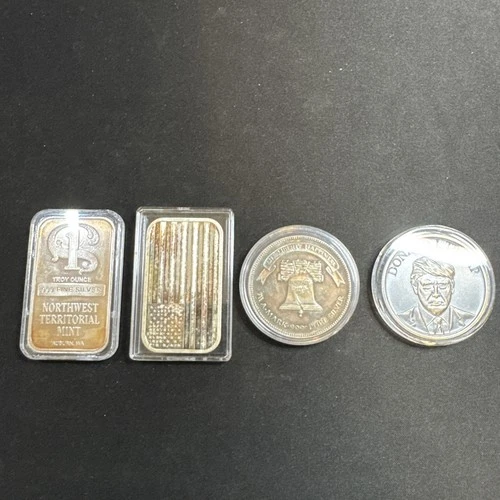Lot of 4 - Silver Bullion 1 oz Bars & Rounds