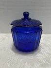Vintage Anchor Hocking Mayfair Cobalt Blue Biscuit Cracker Cookie Jar