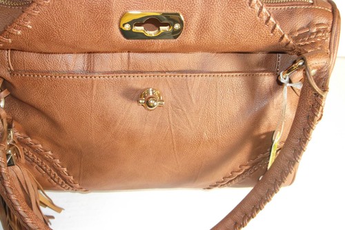 GIANNI BINI SADDLE BROWN BROOKLYN SATCHEL HANDBAG PURSE NWT - Picture 11 of 12