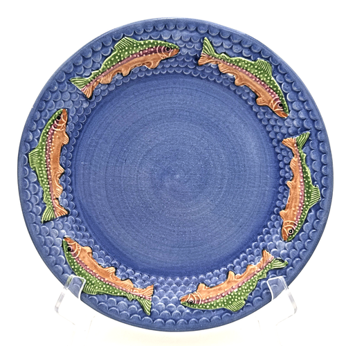 Fioriware Jardinware Regenbogenforelle Fisch Speiseteller blau Zanesville Ohio