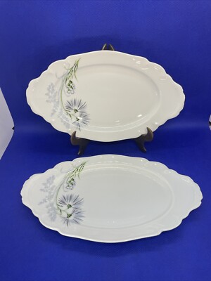 Limoges France Oval Plate Veritable Porcelaine Royal Lily 9 7/8  X 5 3/4  Lot 2