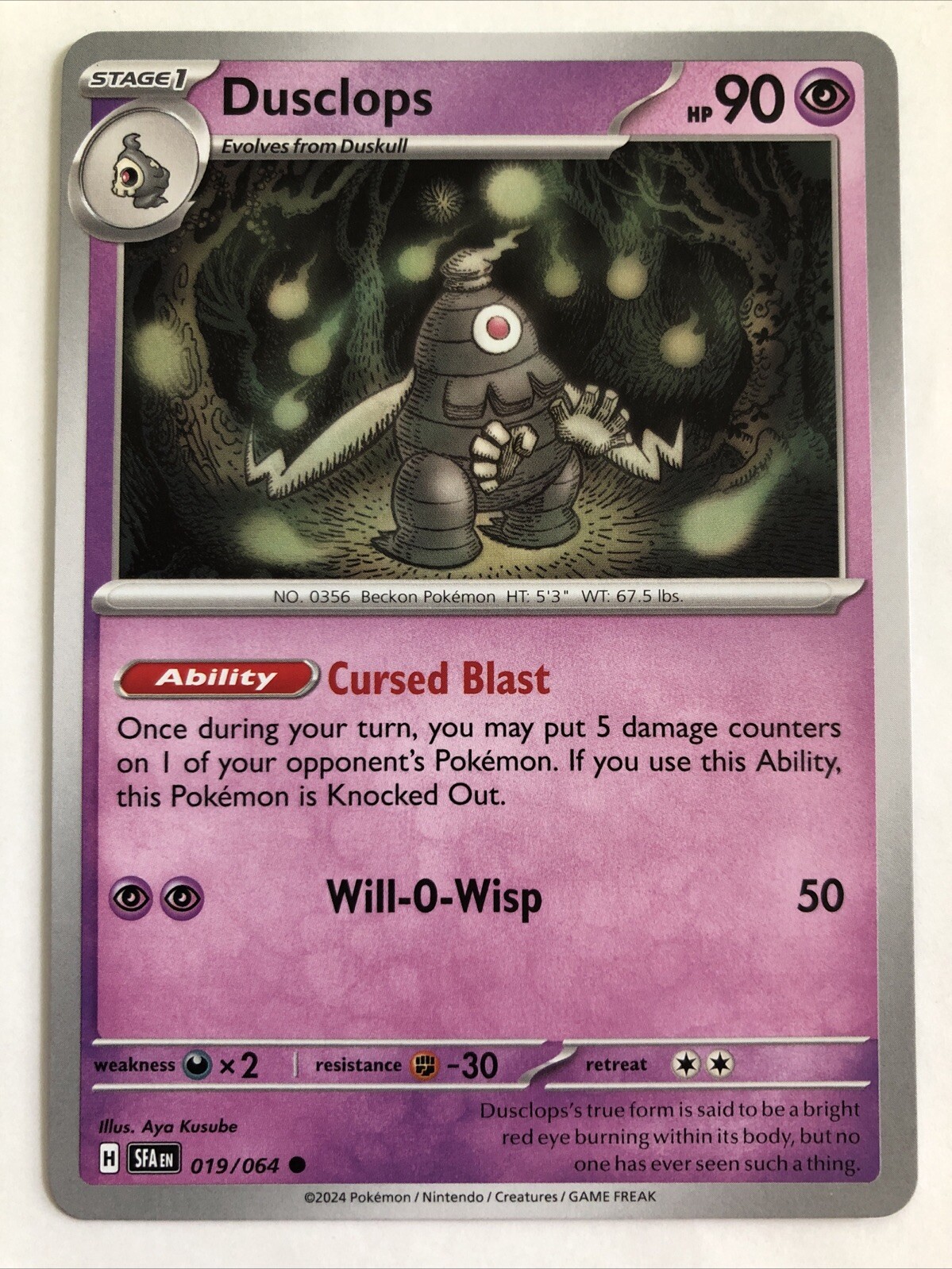 Pokémon TCG Shrouded Fable Dusclops 019/064 NM