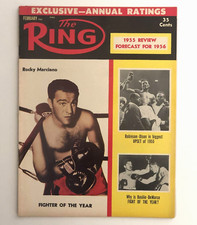 1956 The Ring Boxing Magazine Rocky Marciano Fighter of the Year Preview Vtg