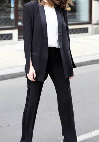 H&M Conscious Exclusive 100% Silk Tuxedo Pants NWT SIZE 8 Black