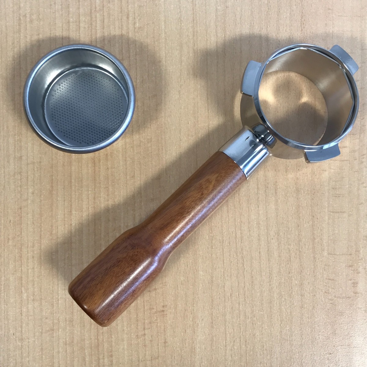 Sage/Breville 54mm Bottomless Portafilter Wooden Handle Portafilter Basket