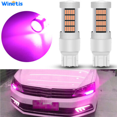 Front Signal Parking Light Pink Purple LED Bulb T20 7443 7444 For