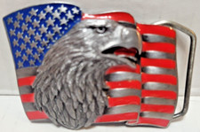 Siskiyou Eagle And US Flag A16 Belt Buckle 1990 Made In USA