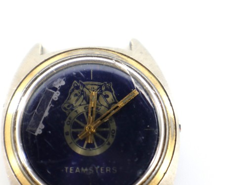 Teamsters WRISTWATCH Horse Head Truck No Band Stainless Steel Gold Tone Trim - Picture 3 of 10