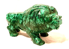 XXL Malachit Edelstein Figur Löwe geschnitzt Gewicht 4,9kg  Größe 31x15x13cm